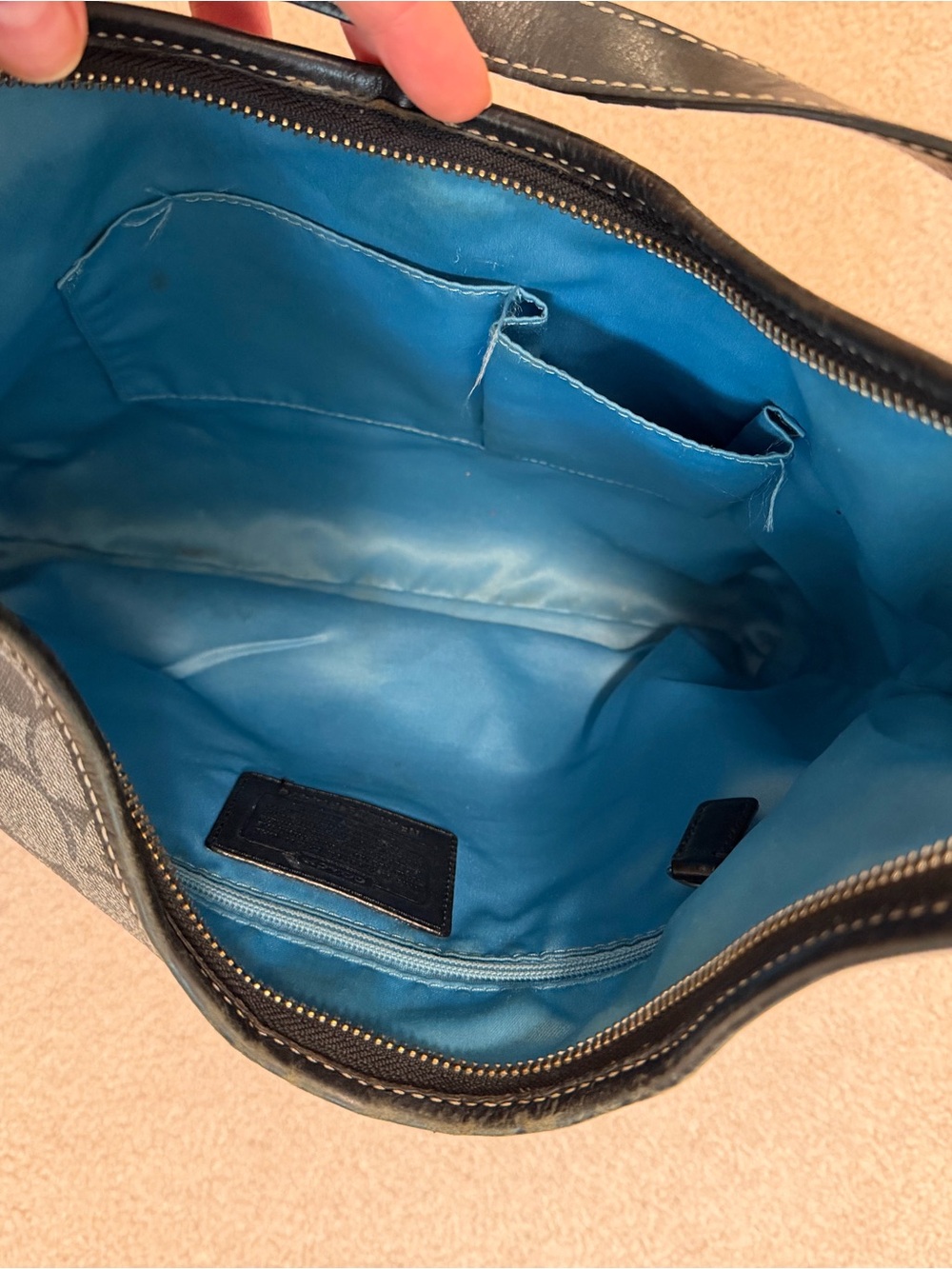 Coach Signature Stripe Hobo Shoulder Bag - Picture 7 of 12
